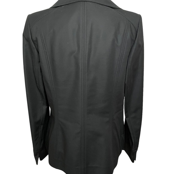 Ellen Tracy Black Blazer Cotton Spandex Wide Notch Collar Three Button Size 10 - Picture 4 of 10